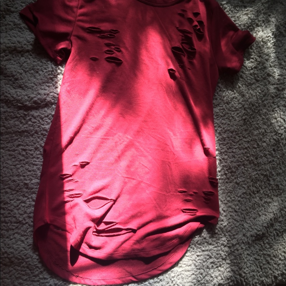 Red ripped t-shirt dress